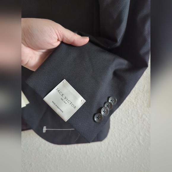 Jack Victor Super 100's  Napoli Black 100% Wool Blazer Sport Coat Jacket 42R - Picture 3 of 8